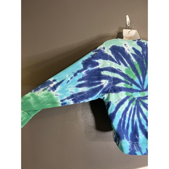 Tommy Hilfiger Sweatshirt Womens Medium Blue Green Tie Dye TOMMY Logo Crewneck - Picture 5 of 8
